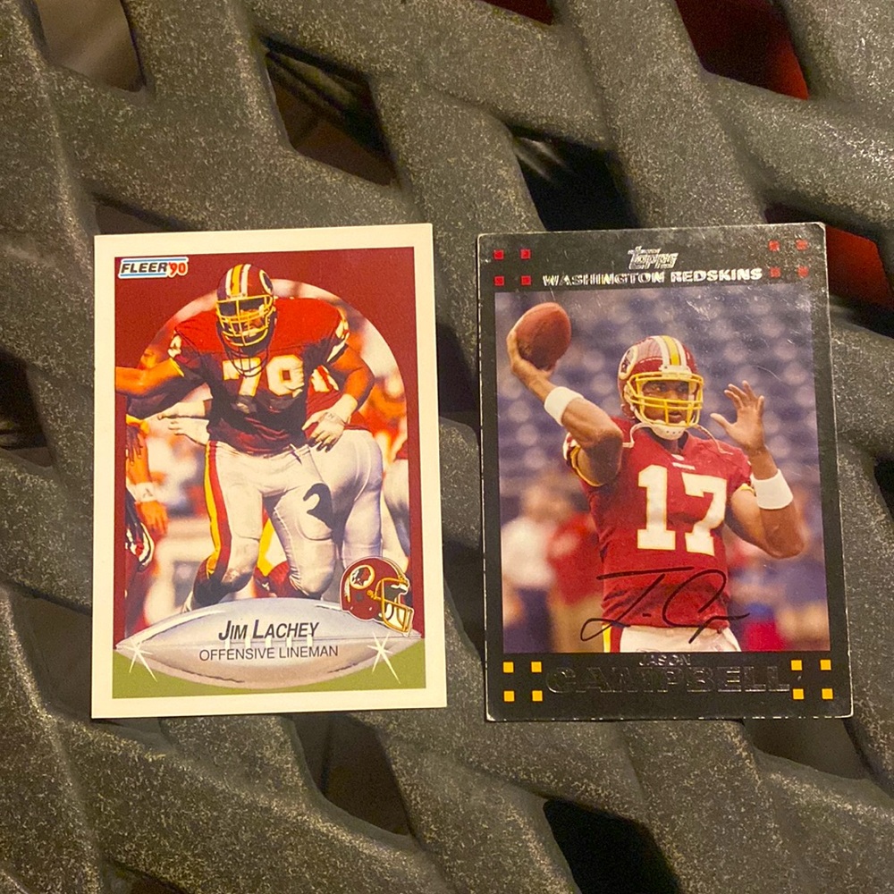 2Washington Redskins Football Trading Cards 1990Jim Lachey & 2007Jason Campbell